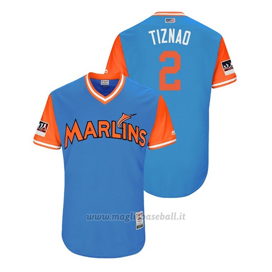 Maglia Baseball Uomo Miami Marlins Yadiel Rivera 2018 Llws Players Weekend Tiznao Light TOrnto Blue Jays